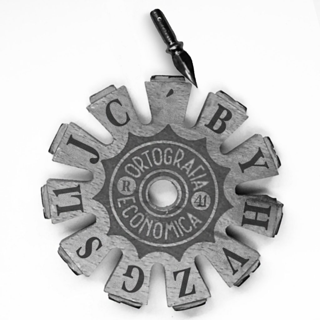 Rueda de sellos con letras